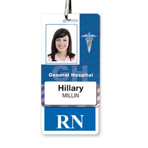 Registered Nurse Horizontal Badge Buddy with blue border and more